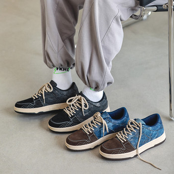 Винтидж дънкови сини платнени обувки Мъжки ниски маратонки Хип-хоп Streetwear Обувки за скейтборд за мъже Дизайнерски маратонки Мъжки еспадрили