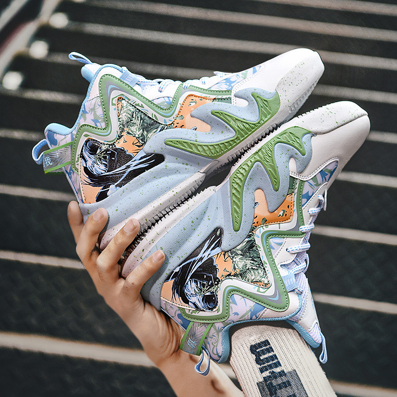 BOANXIL Unisex personalizēti Totem modes basketbola apavi Pretslīdes gumijas ārējās zoles paketes aizsardzība Ērti sporta apavi