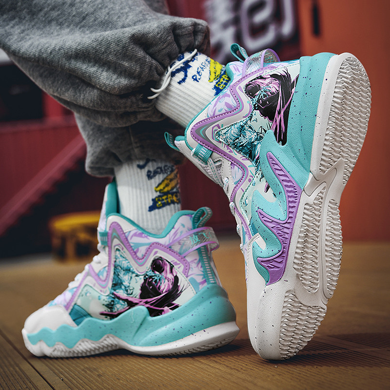 BOANXIL Unisex personalizēti Totem modes basketbola apavi Pretslīdes gumijas ārējās zoles paketes aizsardzība Ērti sporta apavi