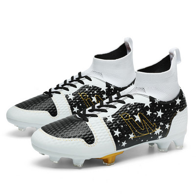 Augstas kvalitātes modes futbola zābaki pusaudžiem, elpojošas zeķes, futbolsiksnas Vīriešu pāris, gari smailes, futzāla kedas, liela izmēra 48