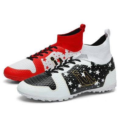 Augstas kvalitātes modes futbola zābaki pusaudžiem, elpojošas zeķes, futbolsiksnas Vīriešu pāris, gari smailes, futzāla kedas, liela izmēra 48