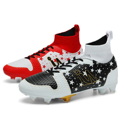 Augstas kvalitātes modes futbola zābaki pusaudžiem, elpojošas zeķes, futbolsiksnas Vīriešu pāris, gari smailes, futzāla kedas, liela izmēra 48