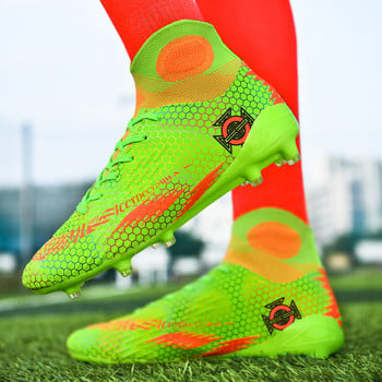 Плюс размер 35-46 Високи зелени футболни обувки Унисекс противоплъзгащи мъжки футболни маратонки Чорап Дишащи дамски атлетични спортни обувки