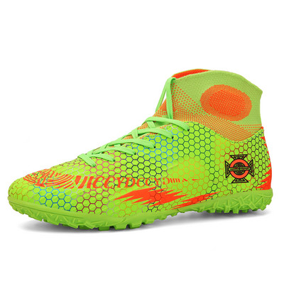 Nagy méretű 35-46 Magas szárú zöld futballcipő Uniszex csúszásgátló férfi futballtornacipő zokni légáteresztő női sportcipő