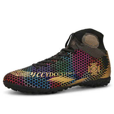 Nagy méretű 35-46 Magas szárú zöld futballcipő Uniszex csúszásgátló férfi futballtornacipő zokni légáteresztő női sportcipő