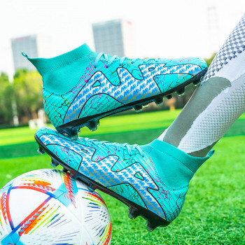 Нови модни футболни обувки с щампи Мъже Жени Дишащи чорапи Обувки Футболни бутли Мъжки FG/TF Професионални маратонки за футзал Размер 46