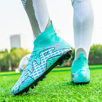 Нови модни футболни обувки с щампи Мъже Жени Дишащи чорапи Обувки Футболни бутли Мъжки FG/TF Професионални маратонки за футзал Размер 46