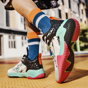 Висококачествени баскетболни обувки Мъжки маратонки Омекотяване Устойчиви на износване високи спортни обувки Модна тенденция Мъжки баскетболни обувки