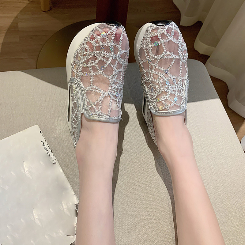 Tīkla elpojoši ikdienas apavi sievietēm 2023. gada vasaras sezonā ar sieviešu apaviem zemiem papēžiem, ikdienas flip Flop mājas sievietēm