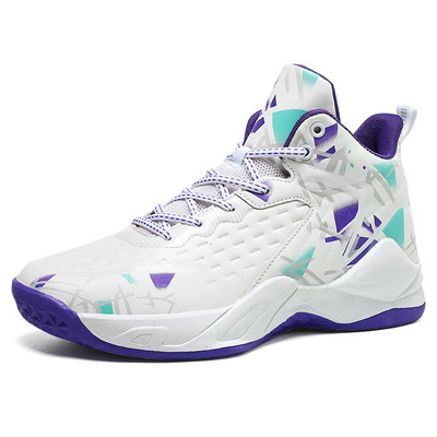 Basketbola apavi Vīriešu sporta apavi ar augstu augšdaļu Basketbola apavi pret slīdēšanu Polsterēti vīriešu sporta apavi 36.-45.