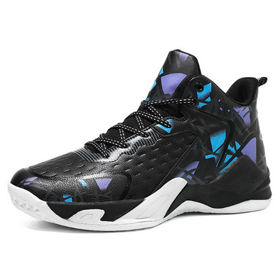 Basketbola apavi Vīriešu sporta apavi ar augstu augšdaļu Basketbola apavi pret slīdēšanu Polsterēti vīriešu sporta apavi 36.-45.