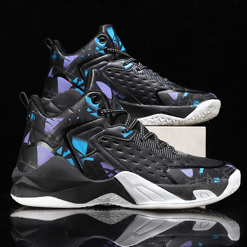 Basketbola apavi Vīriešu sporta apavi ar augstu augšdaļu Basketbola apavi pret slīdēšanu Polsterēti vīriešu sporta apavi 36.-45.