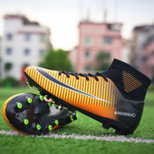 Izmērs 35-45 Unisex futbola apavi vīriešiem un sievietēm TF/FG futbola zābaki ar gariem tapas un plakanas zoles kedas vīriešu sporta apavi