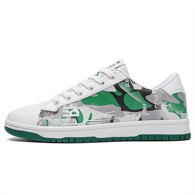 Fashion Printed Λευκά Ανδρικά Παπούτσια Skateboard Μεγάλο Μέγεθος 36-47 Παπούτσια Skate για άνδρες Γυναικεία Flat Casual Sneakers Basket Homme