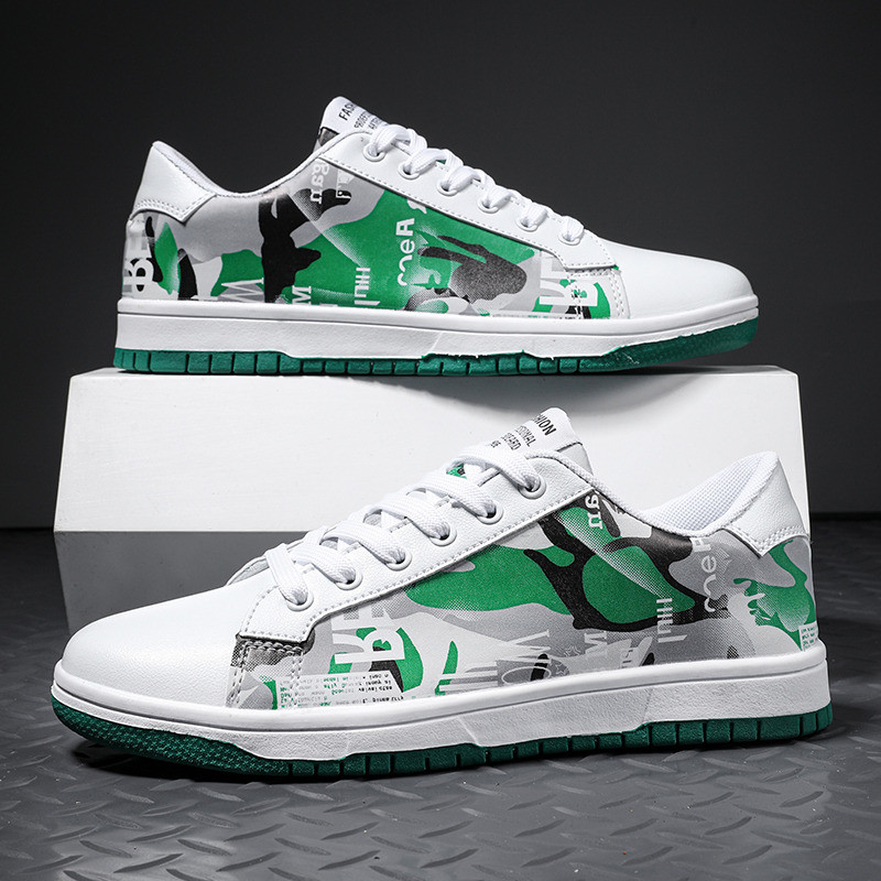 Fashion Printed Λευκά Ανδρικά Παπούτσια Skateboard Μεγάλο Μέγεθος 36-47 Παπούτσια Skate για άνδρες Γυναικεία Flat Casual Sneakers Basket Homme