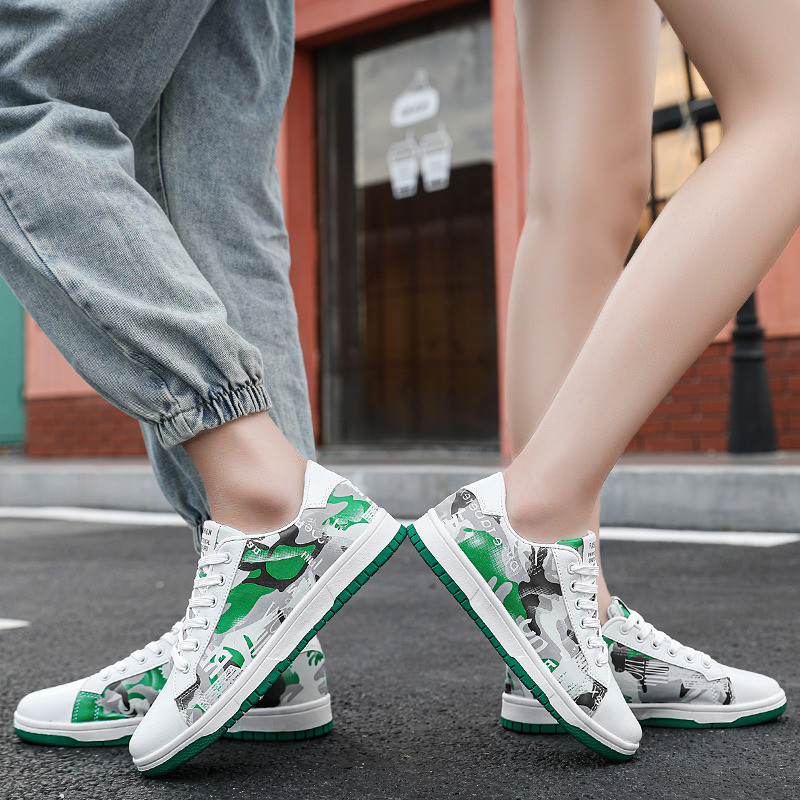 Fashion Printed Λευκά Ανδρικά Παπούτσια Skateboard Μεγάλο Μέγεθος 36-47 Παπούτσια Skate για άνδρες Γυναικεία Flat Casual Sneakers Basket Homme