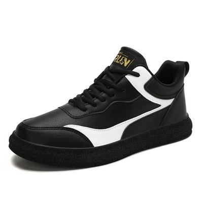 Vyriški sportiniai bateliai riedlenčių sportui iš poliuretano odos vyriški vaikščiojimo lauke laisvalaikio sportiniai batai suvarstoma plokščia avalynė Zapatillas de Hombre