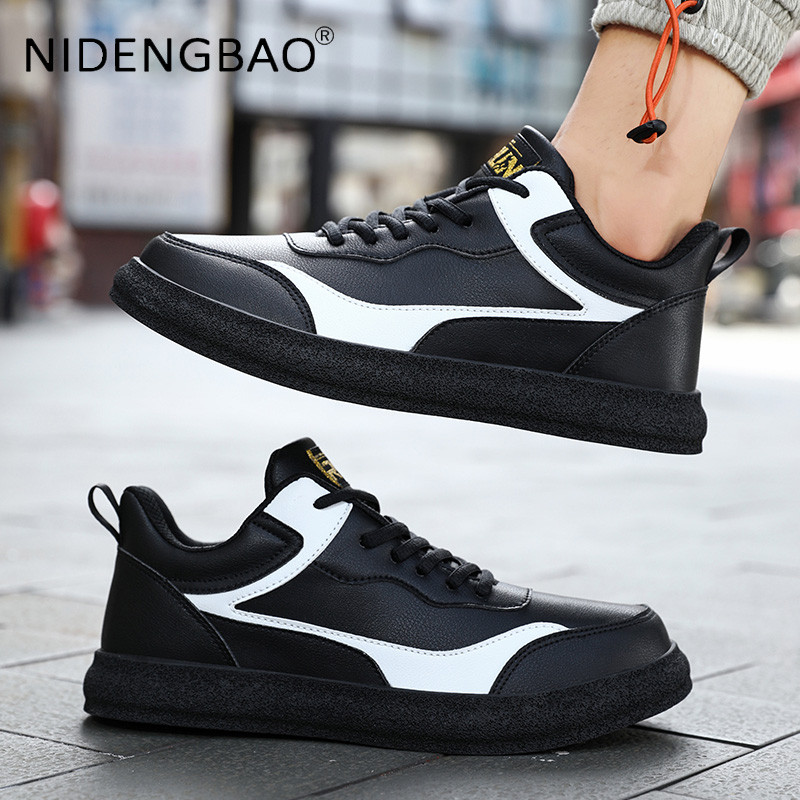 Vyriški sportiniai bateliai riedlenčių sportui iš poliuretano odos vyriški vaikščiojimo lauke laisvalaikio sportiniai batai suvarstoma plokščia avalynė Zapatillas de Hombre