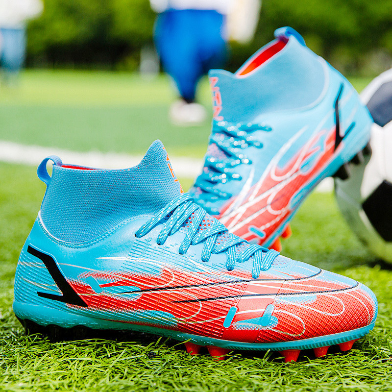 Magas bokával lélegző férfi focicipő TF/FG kültéri professzionális futballcipő csúszásmentes könnyű Zapatos De Soccer