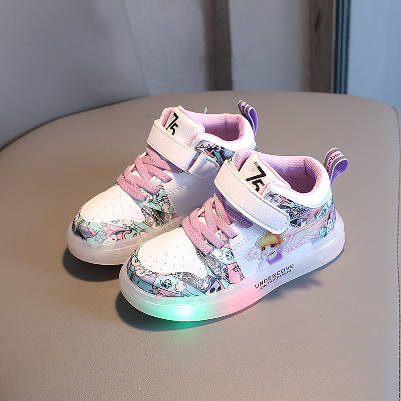 Light Up Παπούτσια Skateboarding Παιδικά Δερμάτινα Αθλητικά Παπούτσια Κινούμενα σχέδια για κορίτσια Αγόρια Αθλητικά Παπούτσια Walking Casual Baby Παιδικά Παπούτσια για νήπια