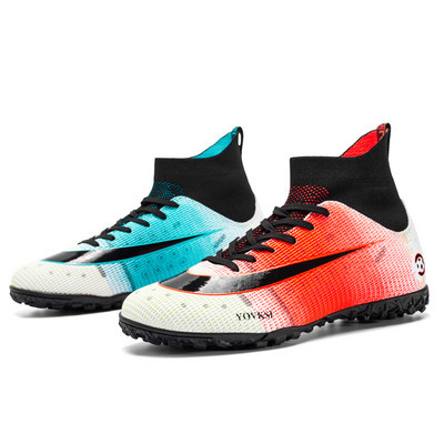 2021-es új, magas bokával rendelkező futballcipők, lélegző, kültéri, magas szárú futballcipők, gyepfocicipők, gyerekeknek AG, női futballcipők