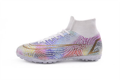 Új, magas bokával rendelkező focicipők férfi, légáteresztő kültéri, magas szárú futballcipők gyepfoci kapcsok, gyerekek AG puha női futballcipők