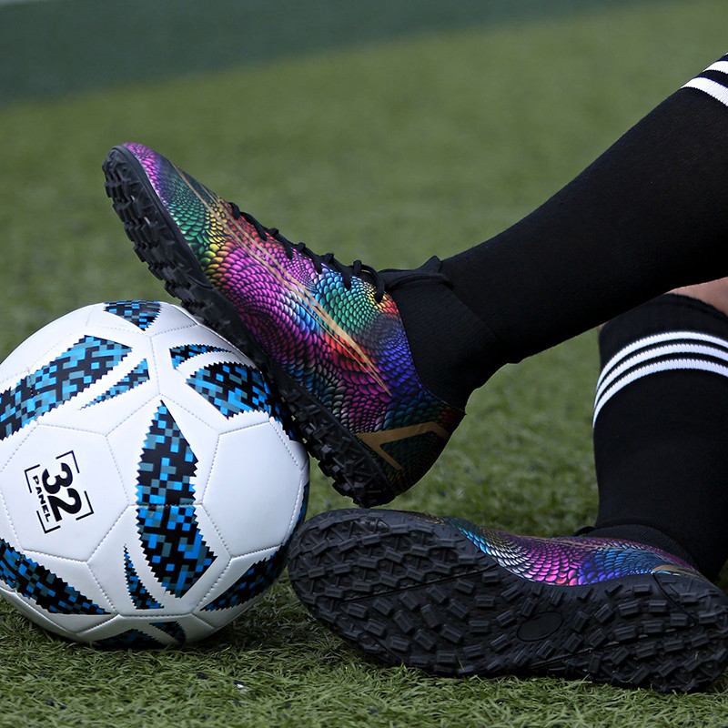 Új, magas bokával rendelkező focicipők férfi, légáteresztő kültéri, magas szárú futballcipők gyepfoci kapcsok, gyerekek AG puha női futballcipők