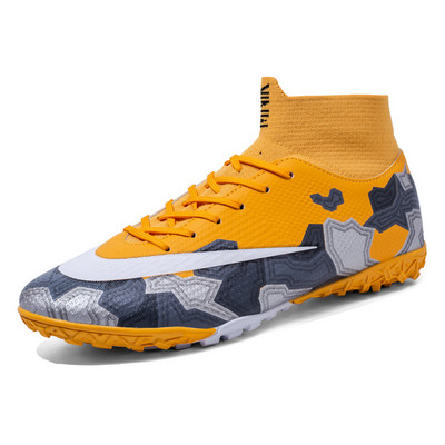 Sepatu Sepakas Bola Luar Ruangan Pria Sepatu Bot Sepak Bola Turf Atas Tinggi Sol Tahan Aus Sepatu Latihan Kontrol Ditingkatkan
