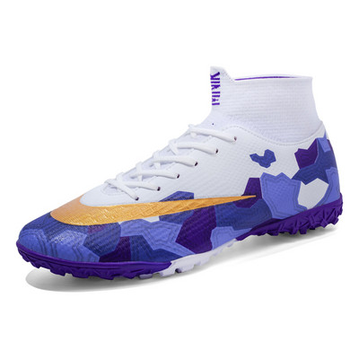 Sepatu Sepakas Bola Luar Ruangan Pria Sepatu Bot Sepak Bola Turf Atas Tinggi Sol Tahan Aus Sepatu Latihan Kontrol Ditingkatkan