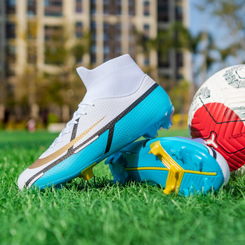 Мъжки високи глезени AG Sole Бутони за открито Футболни обувки Обувки Тревни футболни буски Детски Дамски дълги шипове Маратонки Chuteira Futebol