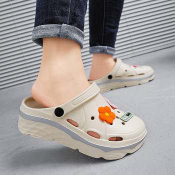 Летни дамски сандали на платформа Обувки Мека подметка Обувки с неплъзгащи се дупки Плажни сандали Домашни пързалки Леки чехли Дамски сандалии