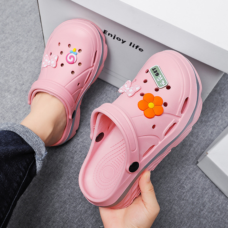 Vasaras Sieviešu Platformas Sandales Kurpes Mīksta Zole Neslīdošas caurumu kurpes Pludmales Sandales Mājas Slaidi Vieglas Čības Sieviešu sandalijas