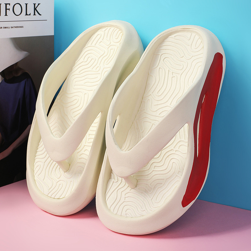 Új, 2023-as nyári tanga papucs, női csíptetős lábujj, puha aljú otthoni papucs női platós csúszásmentes strandcipő szandálok