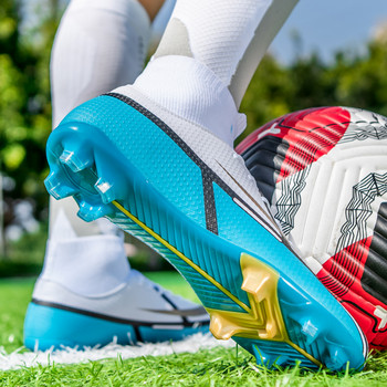 Мъжки професионални футболни обувки FG/TF Детски неплъзгащи се футболни обувки с дълги шипове Бутони с високи глезени Футболни маратонки на трева