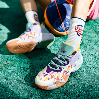 Пролетни модни лилави мъжки баскетболни маратонки Мъжки високи маркови спортни обувки за баскетбол Професионални спортни обувки Дамски