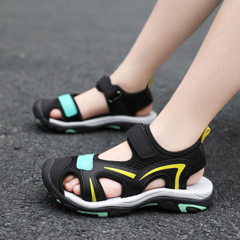 Нов стил Летни сандали за момчета Детски обувки Модни плоски обувки за малки деца Сандали за момичета Неплъзгащи се ежедневни плажни детски обувки за открито