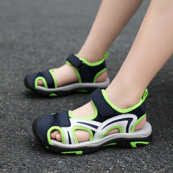 Нов стил Летни сандали за момчета Детски обувки Модни плоски обувки за малки деца Сандали за момичета Неплъзгащи се ежедневни плажни детски обувки за открито