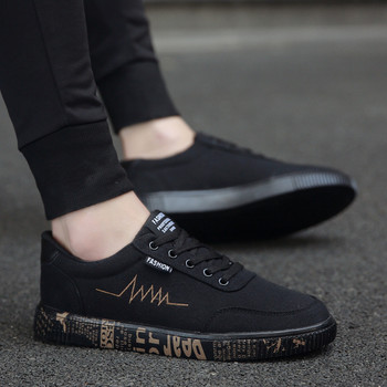 Ανδρικά παπούτσια Μαύρα πάνινα παπούτσια Παπούτσια skateboard Παπούτσια από καμβά που αναπνέουν για περπάτημα Ανδρικά παπούτσια με κορδόνια Ανδρικά παπούτσια Casual Ανδρικά Graffiti Flat 2019
