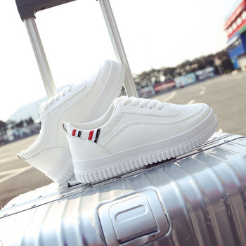 Дамски обувки Въздушни дебели бели плоски момичешки обувки Скейтборд Дамски женски кожени обувки Скейт Обувки за пътуване Маратонки Дамски