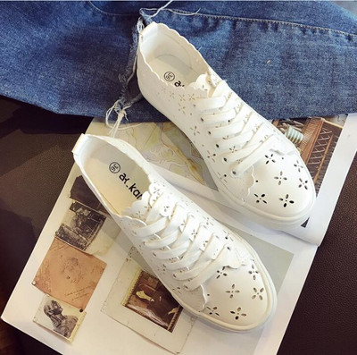 Légáteresztő gördeszkacipők Sporthálós női cipők Lapos fehér női diákpedálos lusta cipők Sneaker bőr cipő