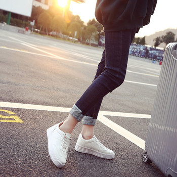 Дебели бели обувки за жени Плоски спортни обувки Arder Дамски женски кожени обувки Дамски обувки за скейтборд с масивна платформа