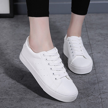 Λευκά δερμάτινα παπούτσια από καμβά Γυναικεία δαντέλα Φθινοπωρινά παπούτσια καμβά δρόμου Allmatch Κορεάτικα Γυναικεία φοιτήτρια αναπνεύσιμα παπούτσια για σκέιτμπορντ