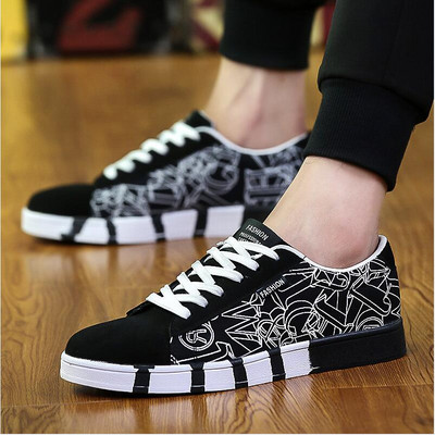 Trend Korean Vīriešu plakana audekla apavi Ventilācija Tūrisma apavi Flat Tidal Flow Skeitborda apavi studentiem vīriešiem Sporta ceļojumi