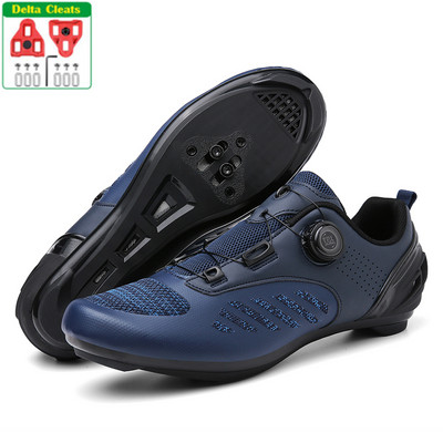 MTB kerékpáros cipő Sneaker kék Professzionális Bike Légáteresztő Kerékpár Racing Önzáró Cipők Országúti kerékpáros cipő Speed Sneakers