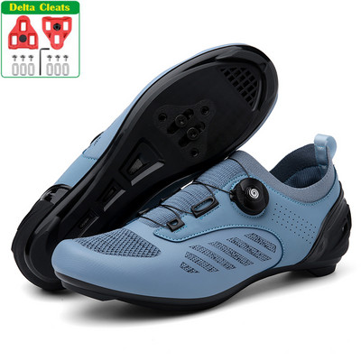 MTB kerékpáros cipő Sneaker kék Professzionális Bike Légáteresztő Kerékpár Racing Önzáró Cipők Országúti kerékpáros cipő Speed Sneakers