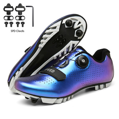 2022 m. MTB batai su segtukais Vyriški greitieji dviračių sportbačiai Plokštūs neslystantys dviračių dviračių batai, moterų lenktyniniai kalnų dviračių avalynė SPD