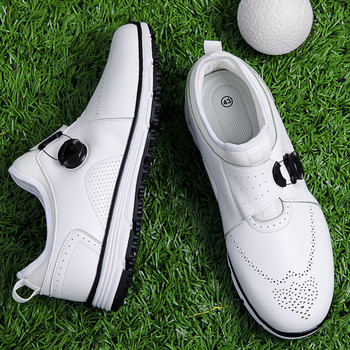 Мъжки обувки за голф Водоустойчиви кожени маратонки за голф Спорт на открито Противоплъзгащи се обувки за голф Дамски обувки за голф за ходене с бързо връзване