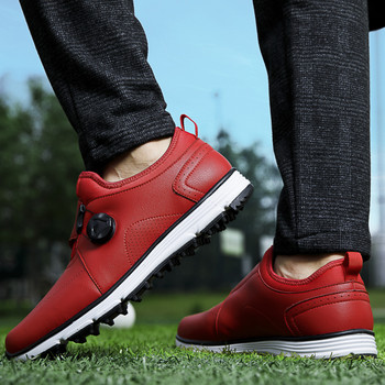 Мъжки обувки за голф Водоустойчиви кожени маратонки за голф Спорт на открито Противоплъзгащи се обувки за голф Дамски обувки за голф за ходене с бързо връзване