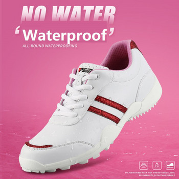 PGM Дамски обувки за голф Противоплъзгащи се дишащи маратонки за голф Дамски супер влакна Водоустойчиви обувки Спорт на открито Маратонки за свободното време