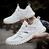 Vasarą kvėpuojantys vyriški golfo batai Vyriški lauko neslystantys golfo bateliai Balto tinklelio golfo treniruočių bateliai Vyriški patogūs golfo batai